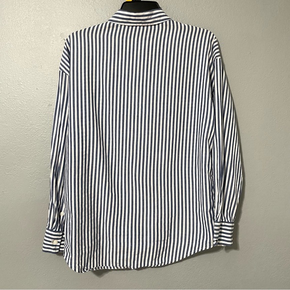 5 for $25 SALE ELIZABETH AND JAMES Blue White Striped Button Front Shirt Top XS - Picture 3 of 8